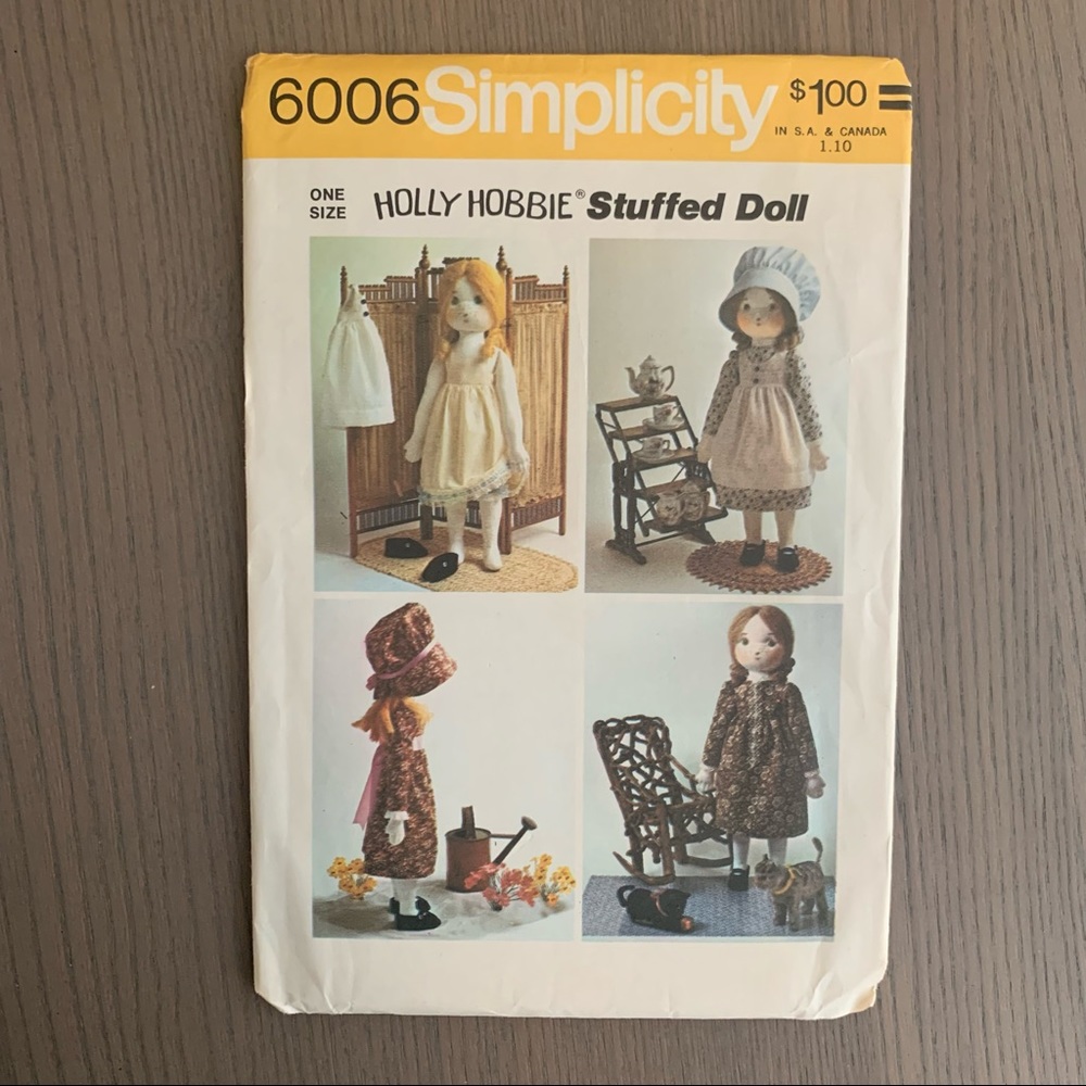Holly Hobbie Stuffed Doll Simplicity 6006 Sewing Pattern Vintage 1973